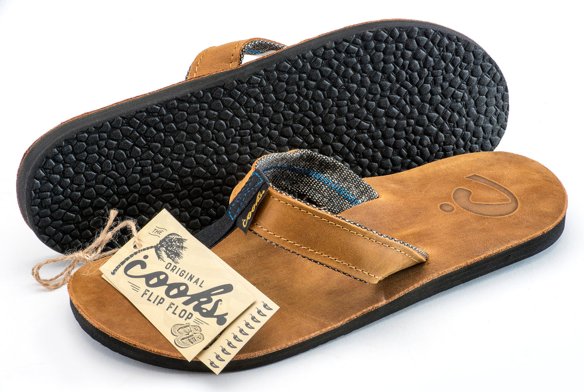 Men's - Leather Flip Flops in Brown