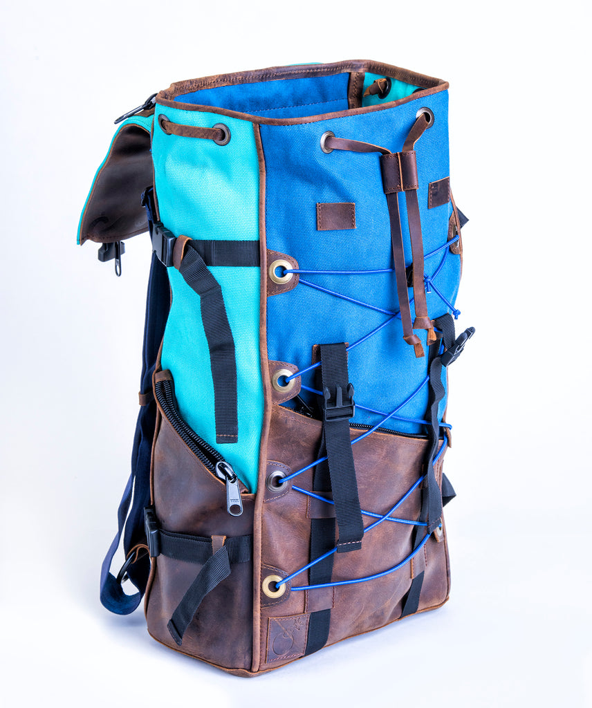 Gatherer - bushcraft pack in wax canvas and leather