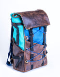 Aqua & Farm Blue Bomber Bag - Leather & Canvas Backpack