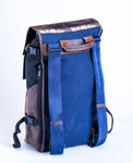 Black & Navy Bomber Bag - Leather & Canvas Backpack